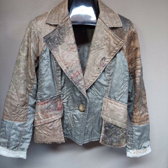 Scissors Paper Rock Art-Wear Large Loose Collar Two-Button Outerwear Blazer USA - Picture 1 of 11